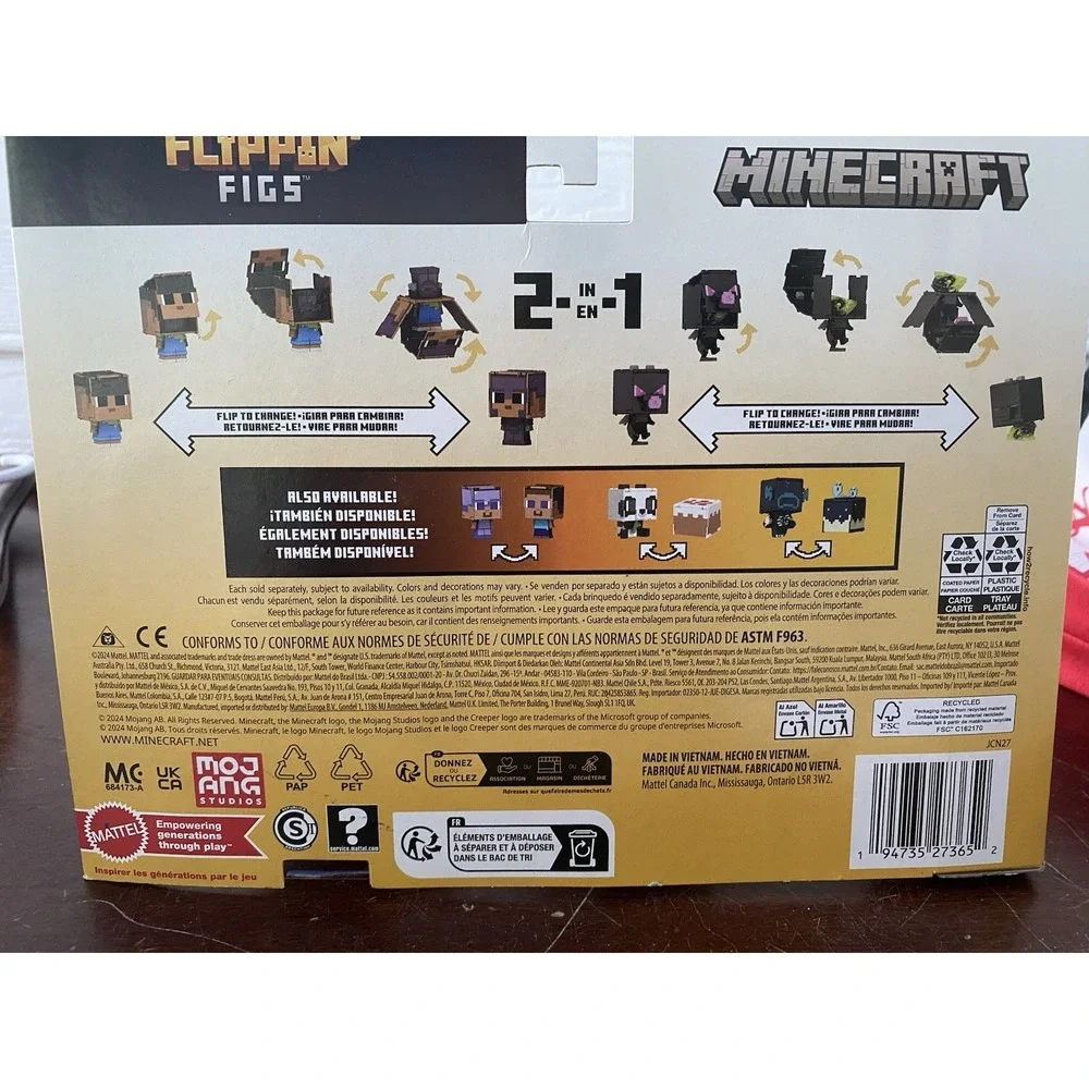 Minecraft Flippin Figs 2-In-1 Sunny & Ender Dragon Transform Figures Mattel New